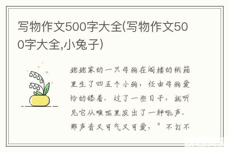 写物作文500字大全(写物作文500字大全，小兔子)